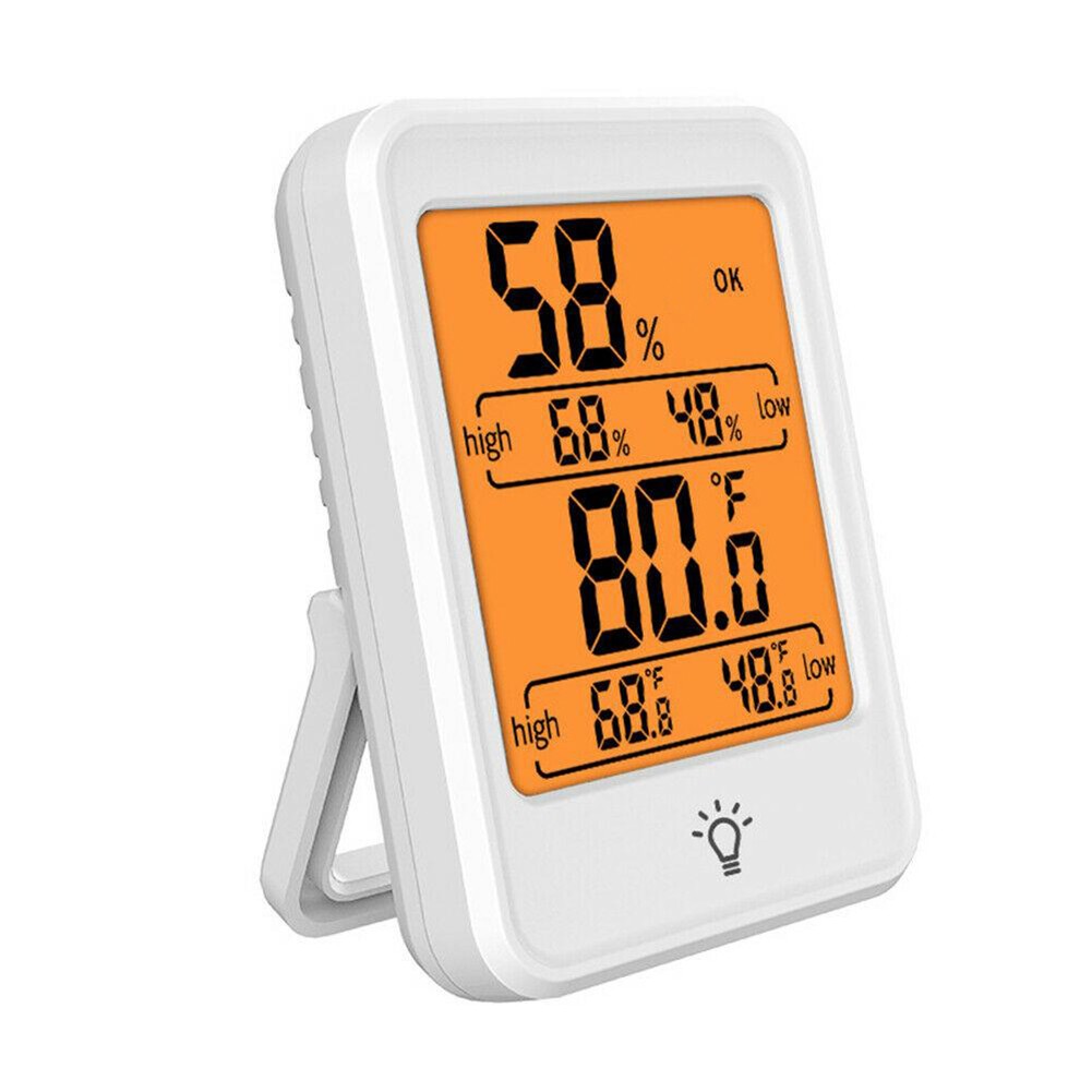 Large Lcd Digital Thermometer Hygrometer Indoor Temperature Humidity Meter White (With Backlight)